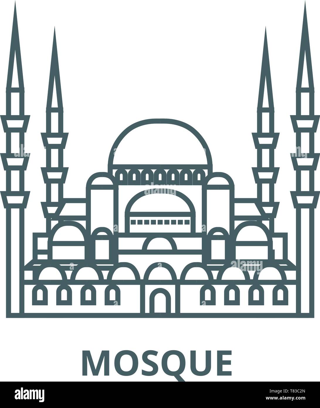 Turkish mosque vector line icon, linear concept, outline sign, symbol ...