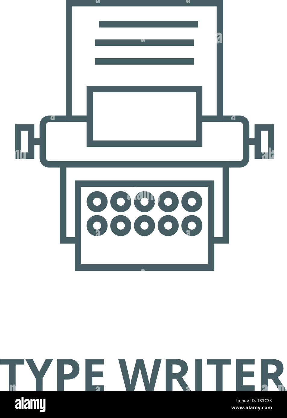 Type writer vector line icon, linear concept, outline sign, symbol Stock Vector