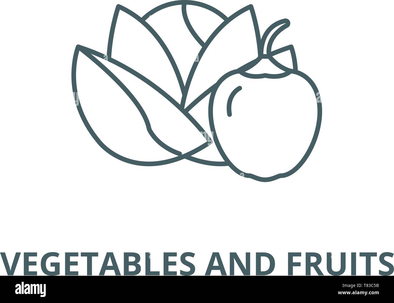Vegetables and fruits vector line icon, linear concept, outline sign ...