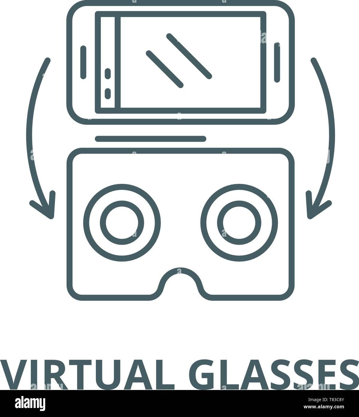 Virtual glasses for gadgets vector line icon, linear concept, outline ...