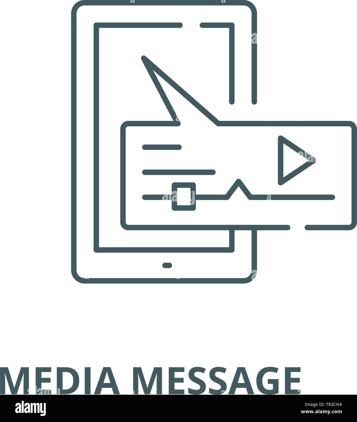 Media message vector line icon, linear concept, outline sign, symbol ...