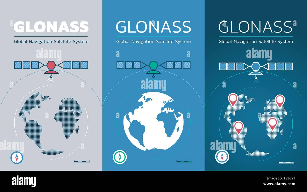 Smartphone Screens Of A GLONASS App Stock Vector