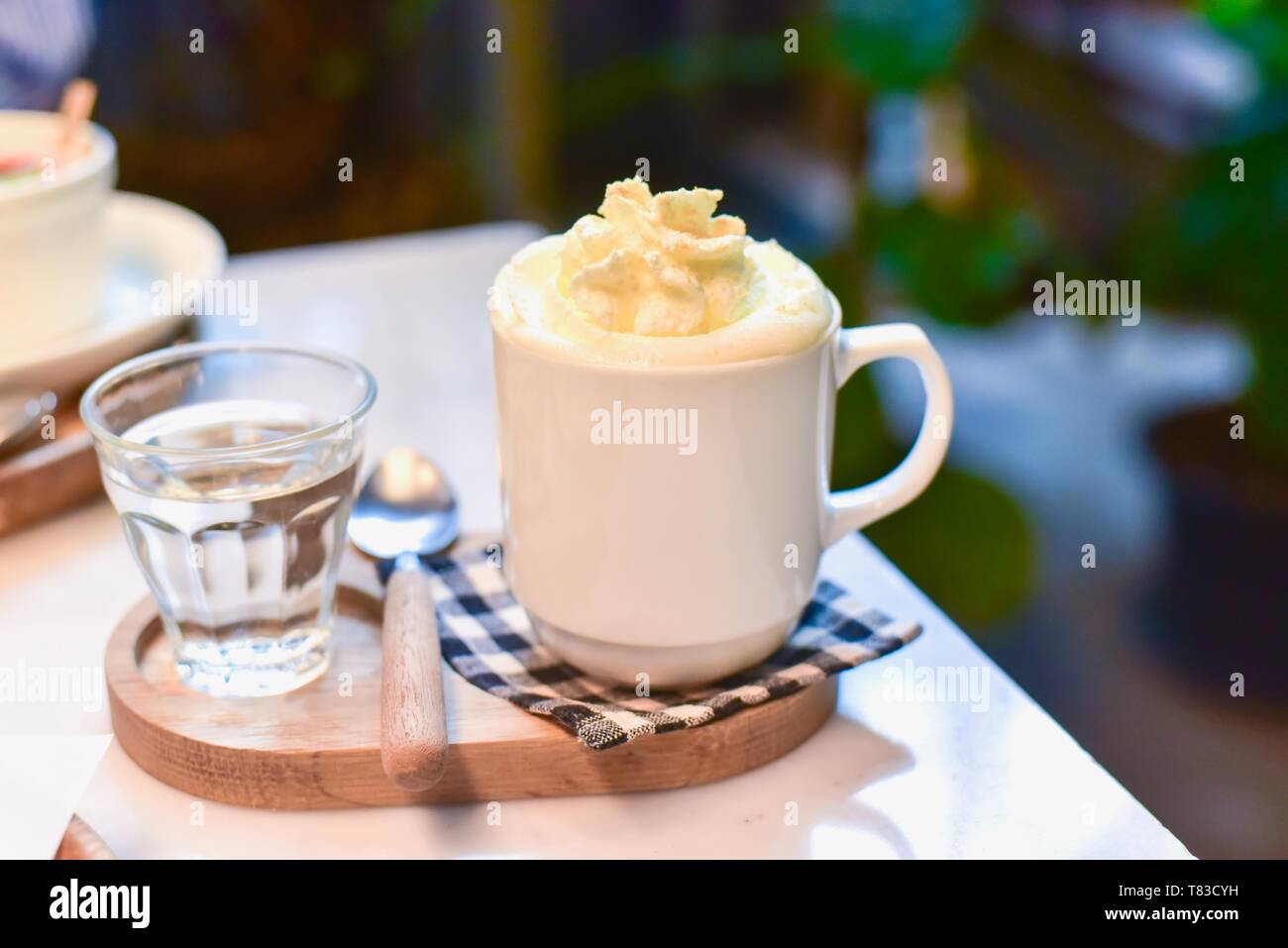 Hot Malted Milk with Whipped Cream Stock Photo Alamy