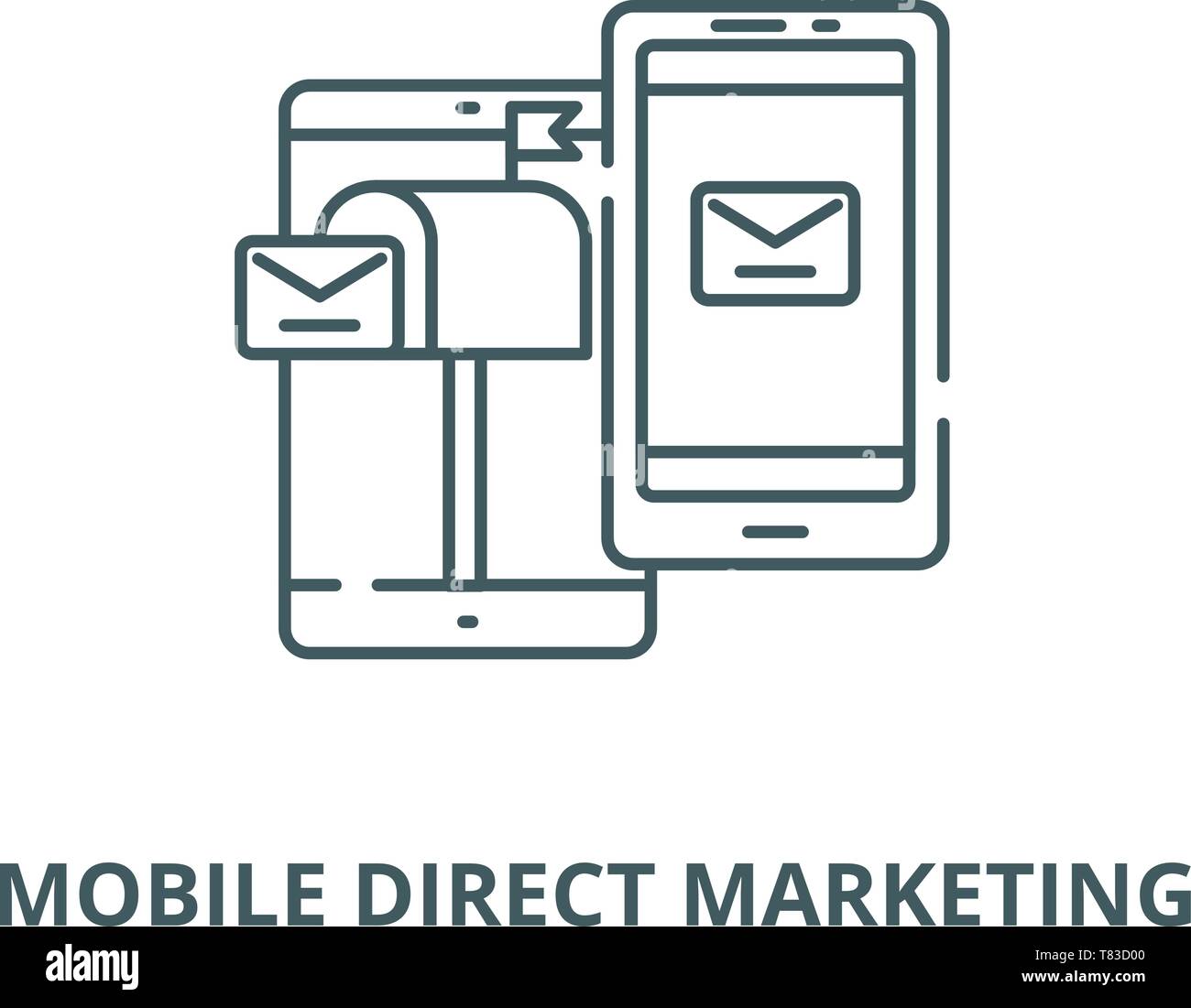 Mobile direct marketing vector line icon, linear concept, outline sign
