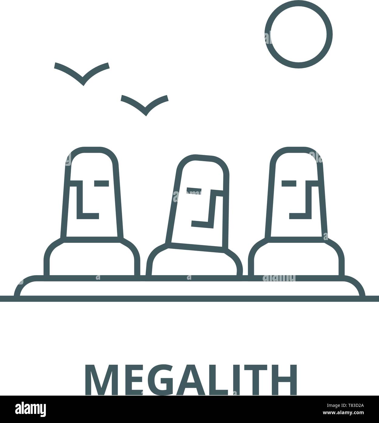 Monolith,megalith,easter land vector line icon, linear concept, outline sign, symbol Stock Vector