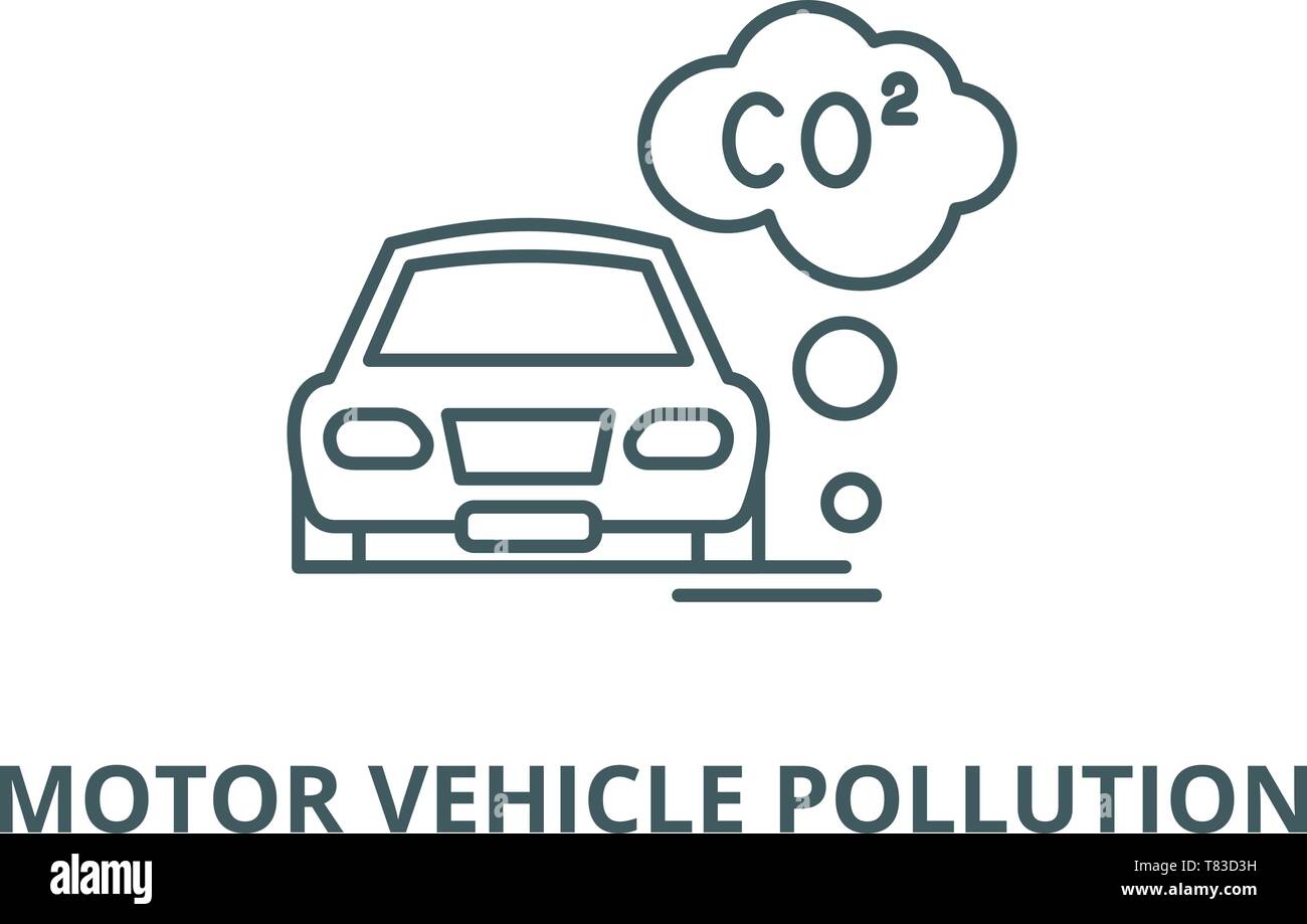 Motor vehicle pollution vector line icon, linear concept, outline sign