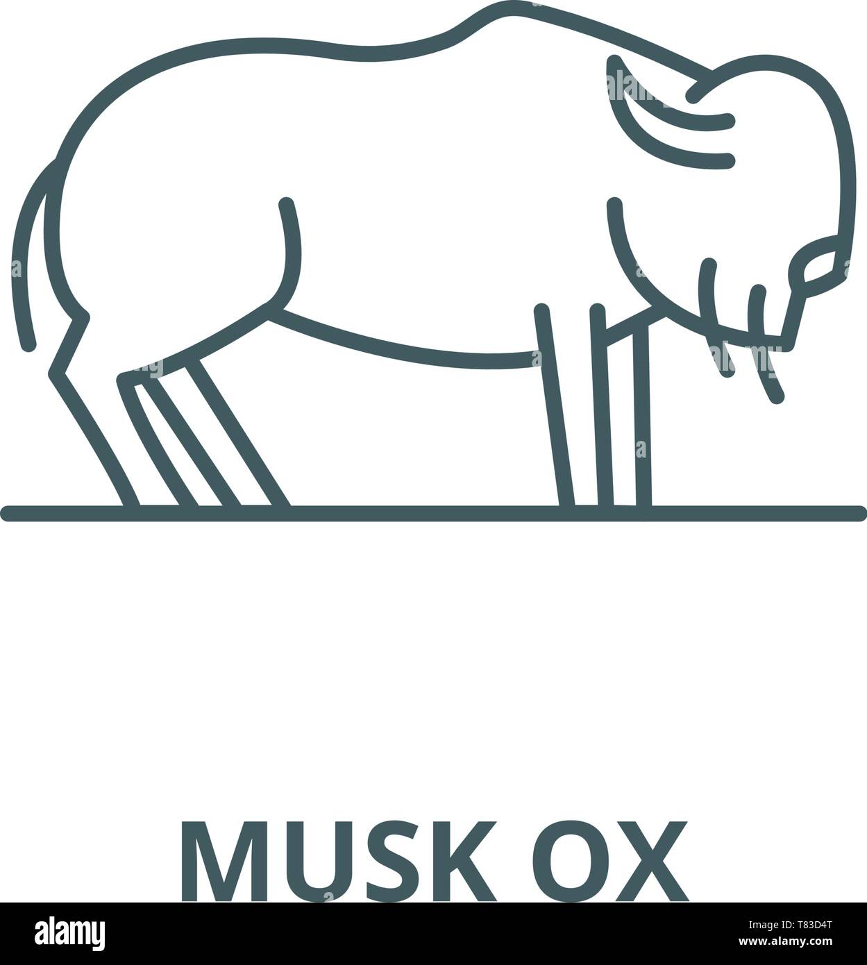 Musk ox vector line icon, linear concept, outline sign, symbol Stock Vector