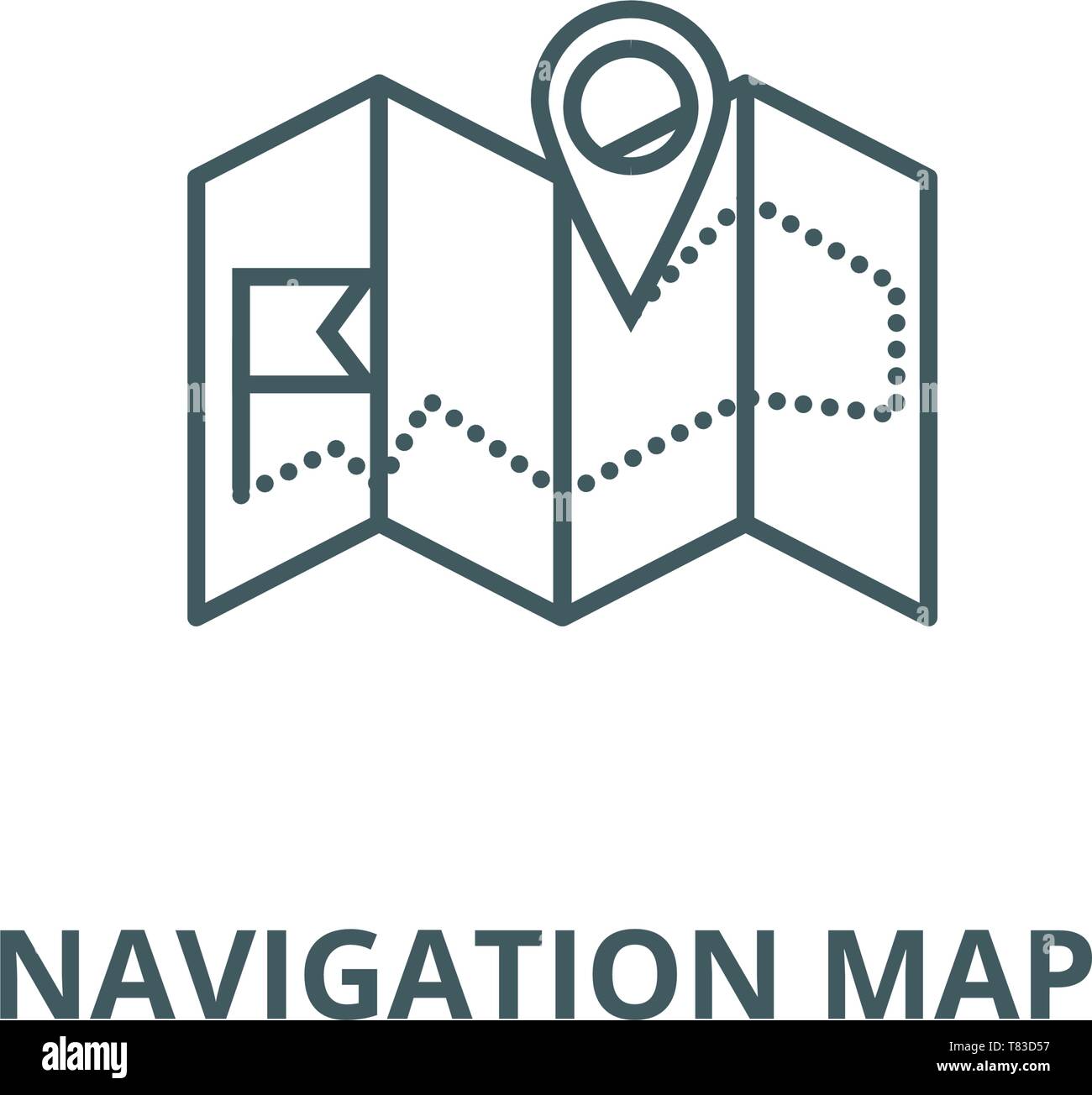 Navigation map vector line icon - Navigation Map Vector Line Icon Linear Concept Outline Sign Symbol T83D57 