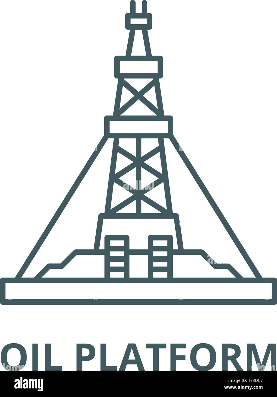 Oil production platform vector line icon, linear concept, outline sign ...