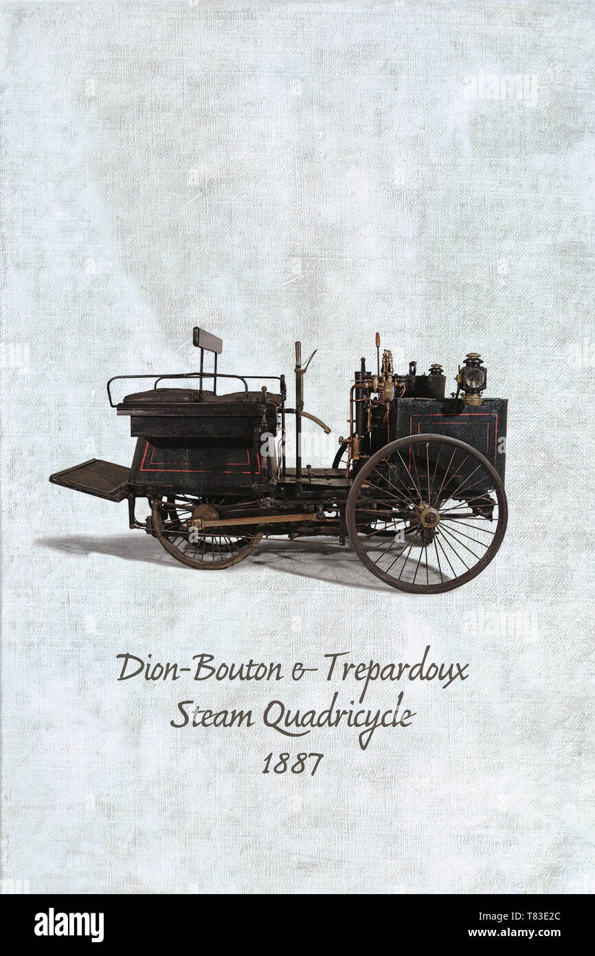 Dion-Bouton et Trépardoux steam quadricycle from 1887. One of the oldest surviving motorcars the world Stock Photo