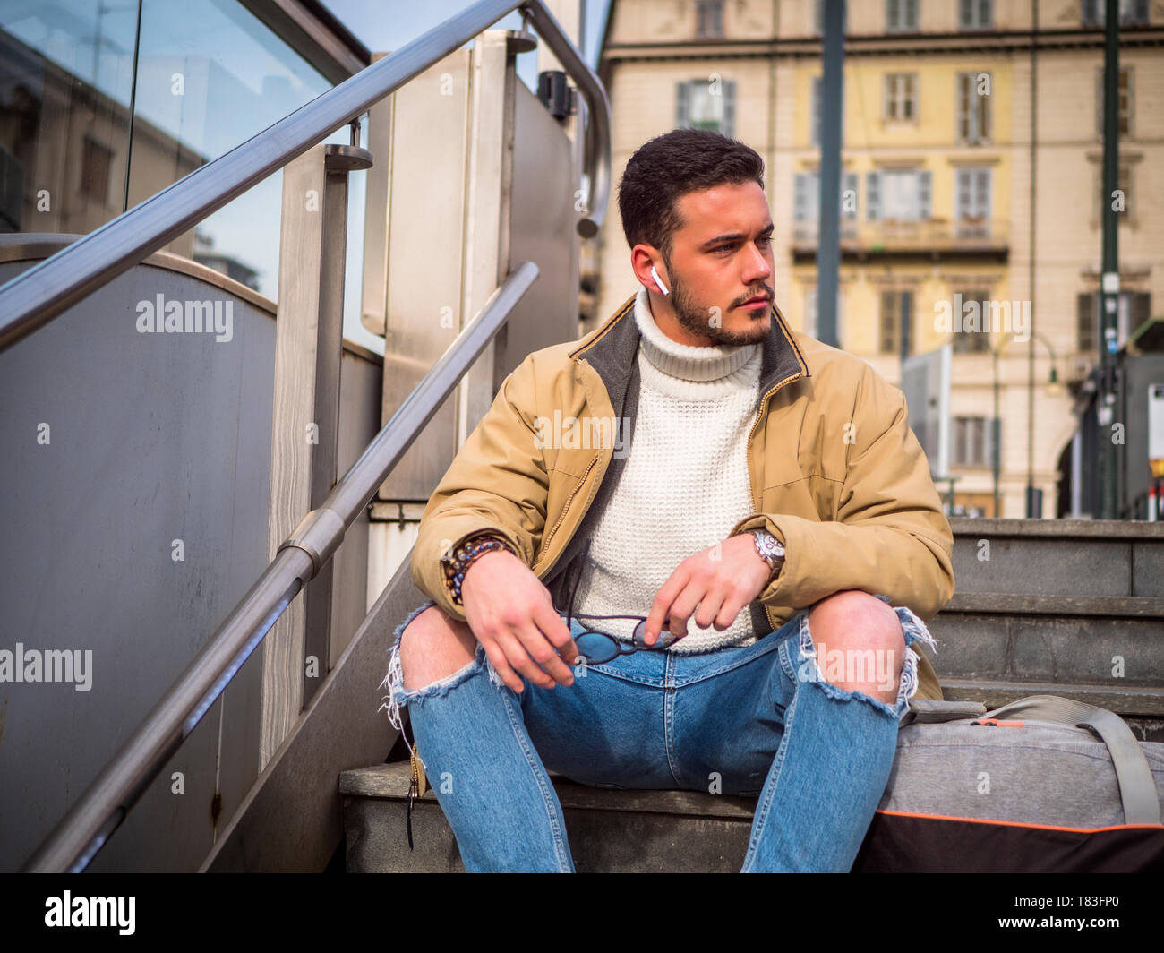 Man resting steps stairs hi-res stock photography and images - Alamy