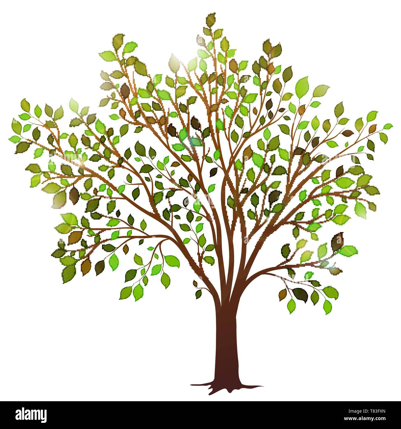 Tree with green leaves on white background vector Stock Vector Image ...
