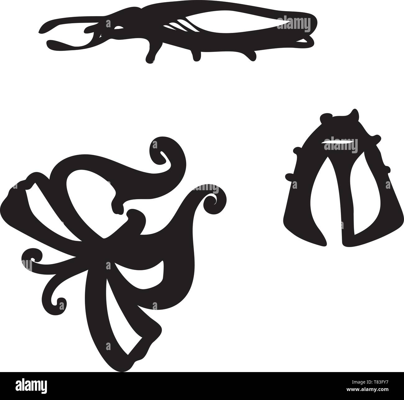 butterfly bug and ground beetle Set of insect and element vector icon ...