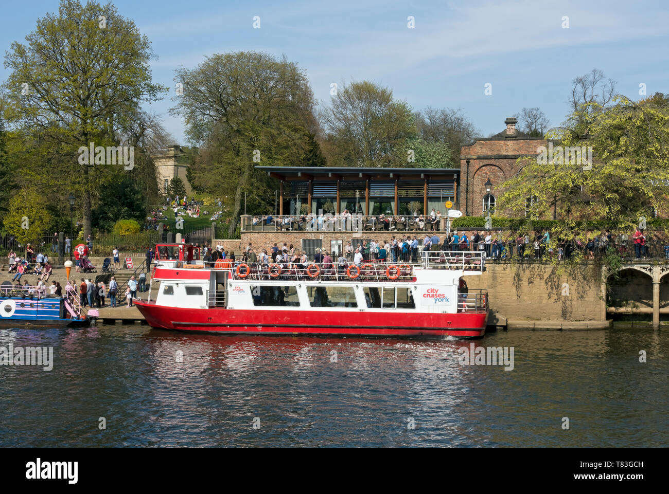 The Star Inn the City Restaurant pub, and Riverside Boat Cruises in spring York North Yorkshire England UK United Kingdom GB Great Britain Stock Photo