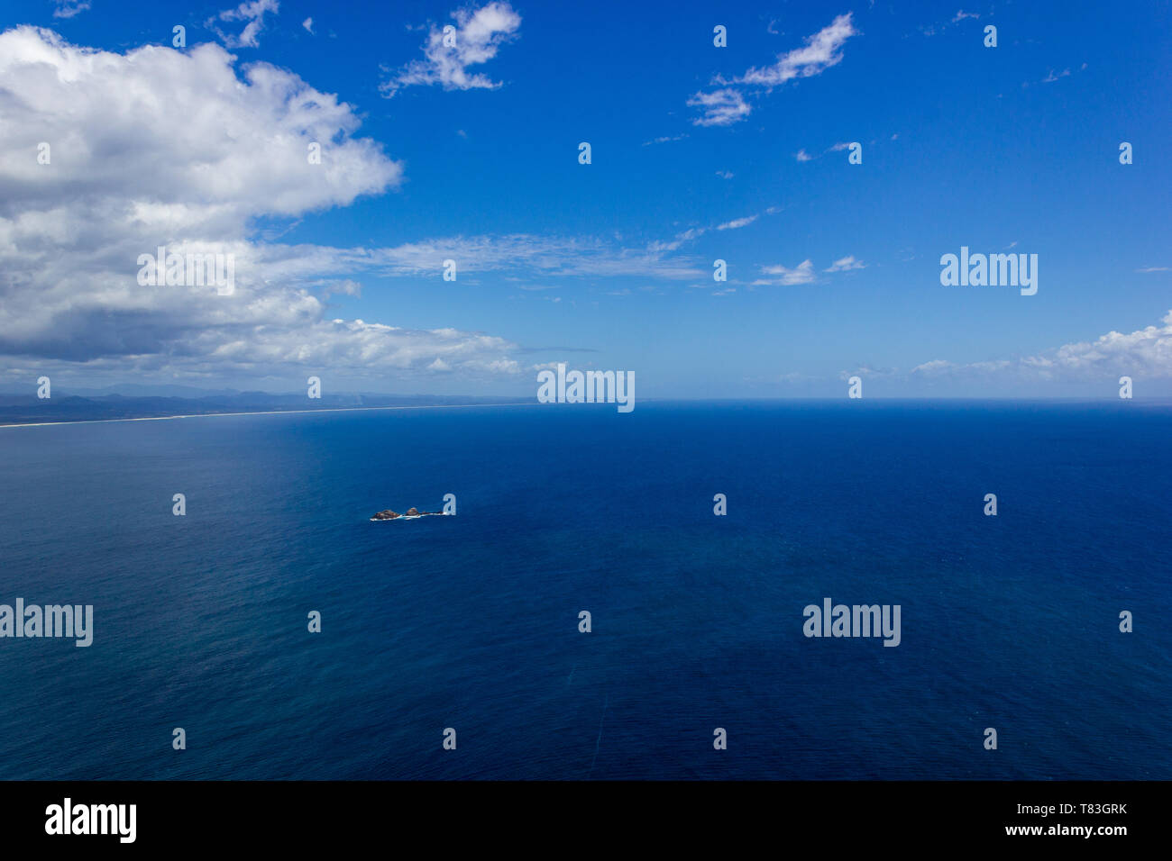 Wategoes Beach aerial view at Byron Bay with lighthouse Stock Photo