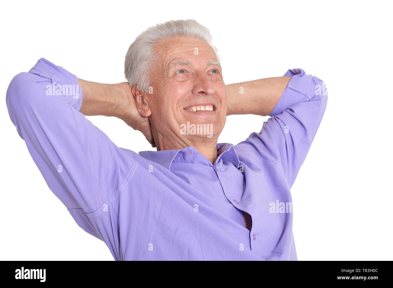 Portrait of senior man posing on white background Stock Photo - Alamy