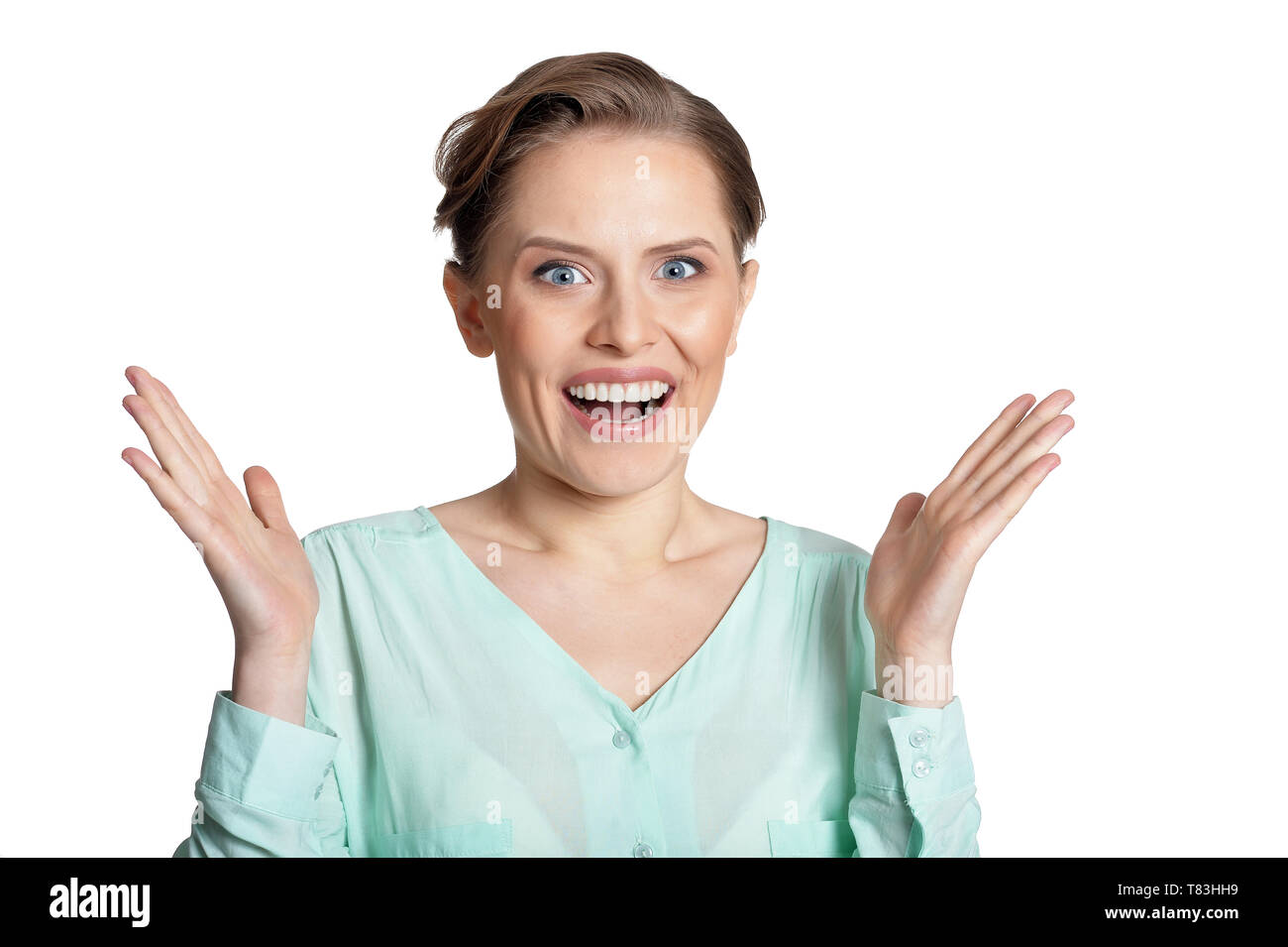 Portrait of beautiful young woman posing isolated Stock Photo - Alamy