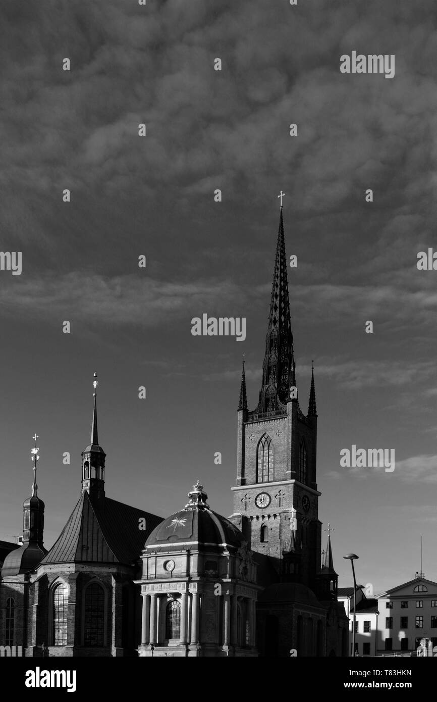 The Riddarholmskyrkan church, Riddarholmen area of Stockholm City, Sweden, Europe Stock Photo