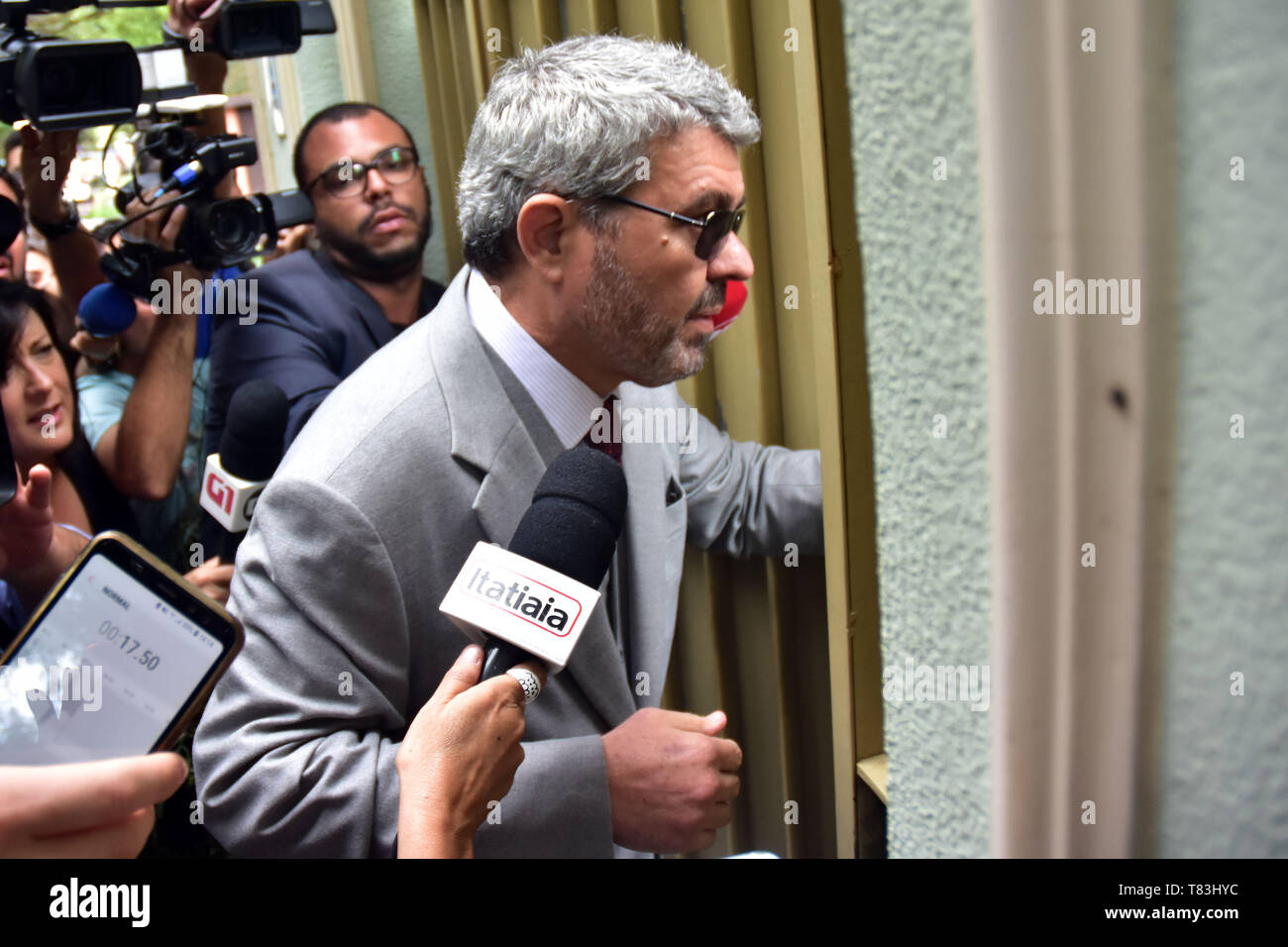 Sao Paulo, Brazil, May 09th, 2019 - MICHEL-TEMER -  Former President Michel Temer (MDB) is taken to the Federal Police Superintendence, where he will serve a new arrest warrant, issued by Judge Caroline Figueiredo, substitute in the 7th Federal Criminal Court of Rio, on Thursday afternoon, 09. (Credit: Eduardo Carmim/Alamy Live News) Stock Photo