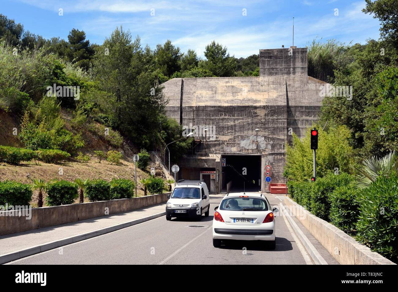 France, Var, Saint Mandrier sur Mer next to Toulon, Pôle Ecoles Mediterranee (PEM) from the french navy, connecting tunnel built by the Germans during World War II Stock Photo