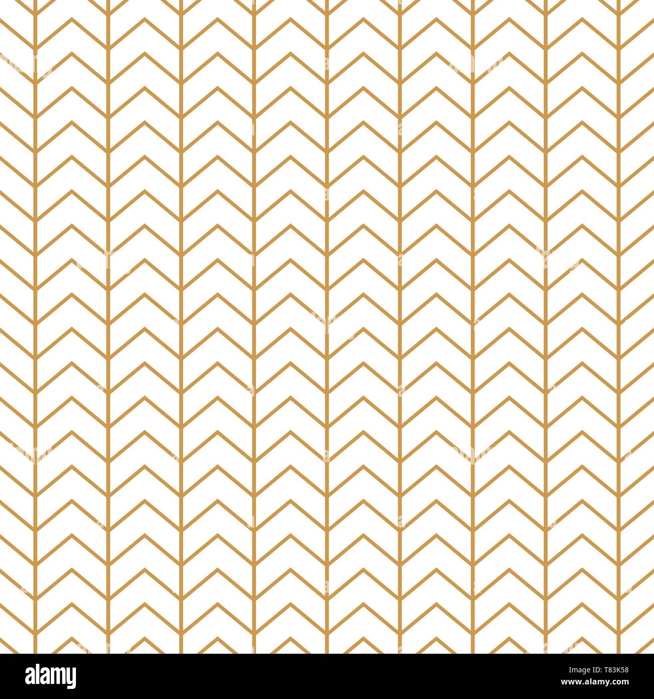 Classic herringbone gold and white simple seamless texture Stock Vector