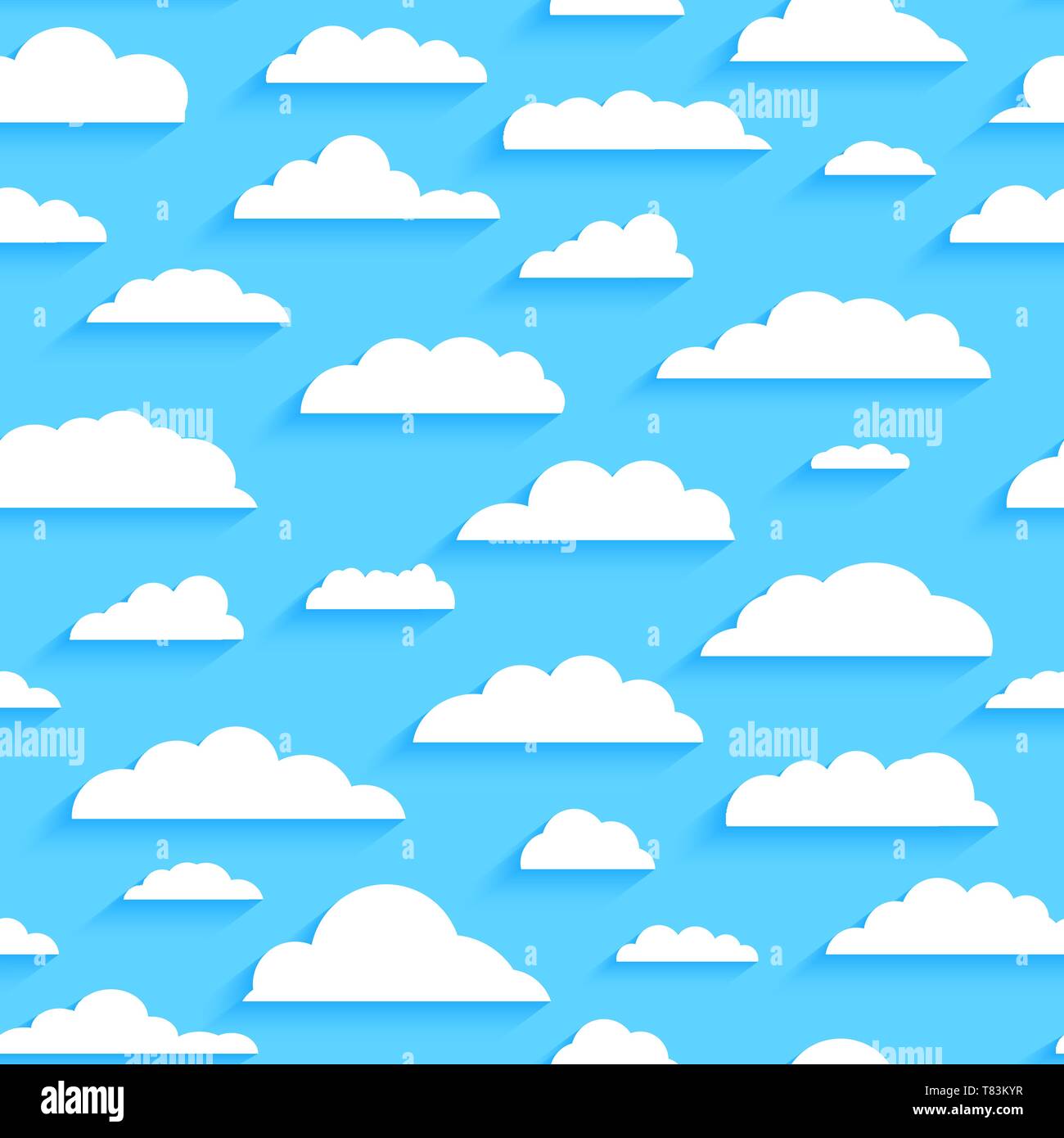 Seamless pattern with white clouds on blue background vector Stock Vector