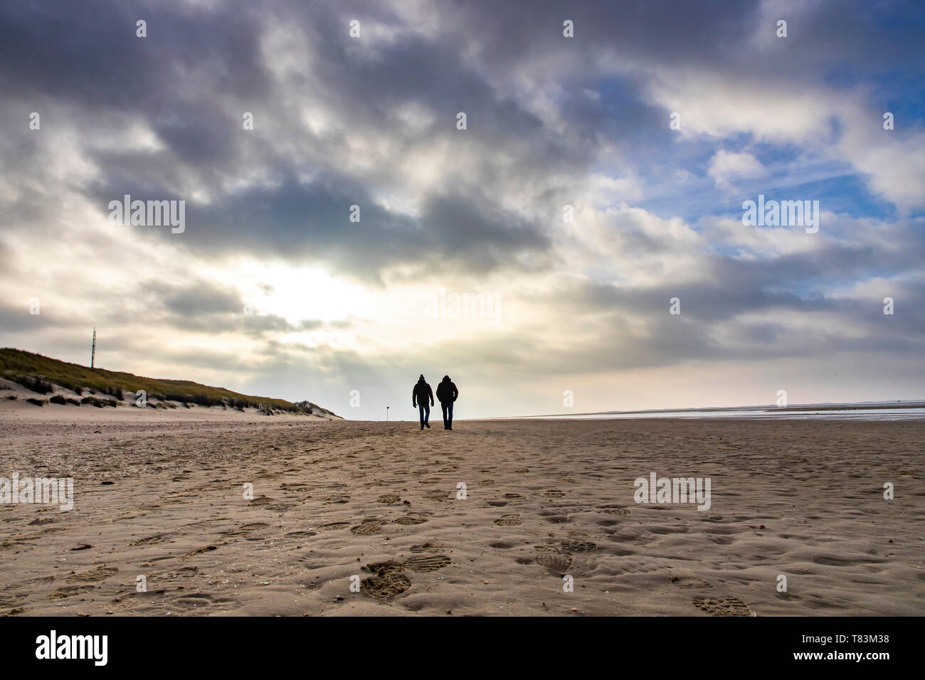 East Frisian North Sea  Island Spiekeroog, Wadden Sea National Park, in winter, beach and dune landscape in the west of the island, Germany Stock Photo