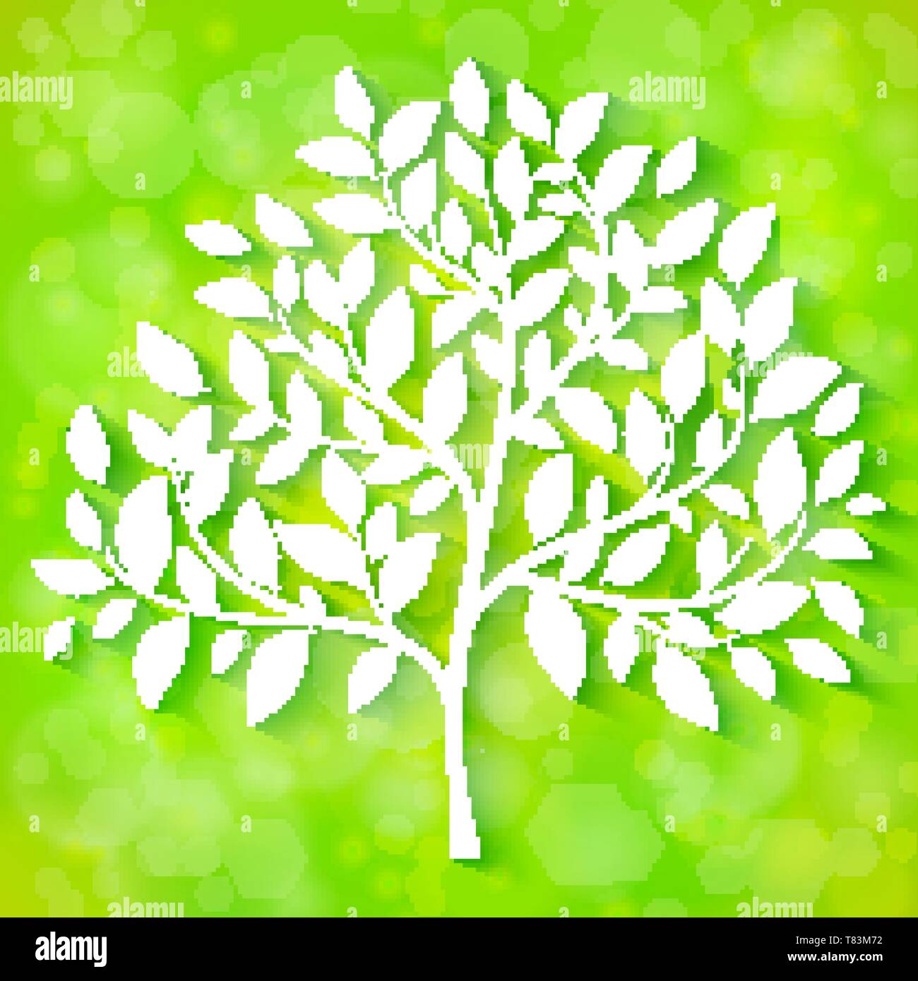 Tree silhouette on green background vector Stock Vector Image & Art - Alamy
