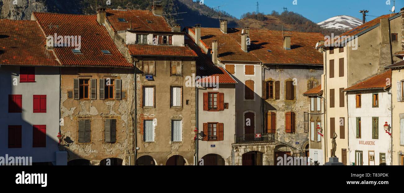France, Pyrenees, Ariege, Tarascon-sur-Ariege, morning view of the historical city center of Tarascon Stock Photo