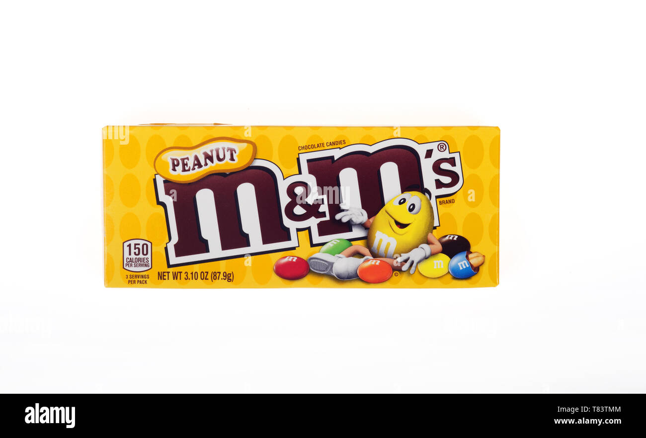 M&M’s Peanut Candy box from Mars, Inc Stock Photo