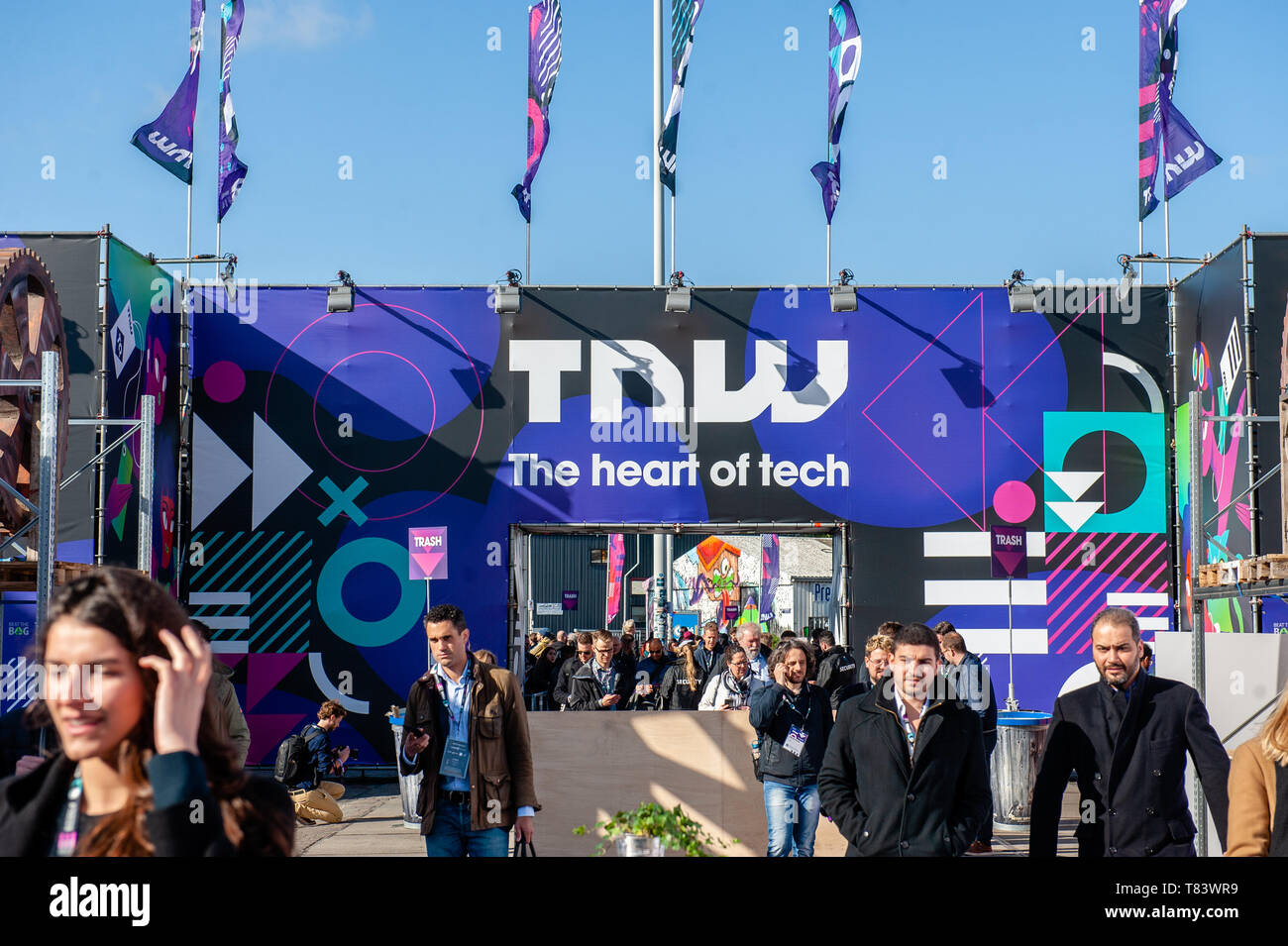 People seen arriving at the TNW venue conference. The 14th edition of the  TNW (The Next Web) conference was inaugurated in Amsterdam at the NDSM, a  creative hub for artists and entrepreneurs.