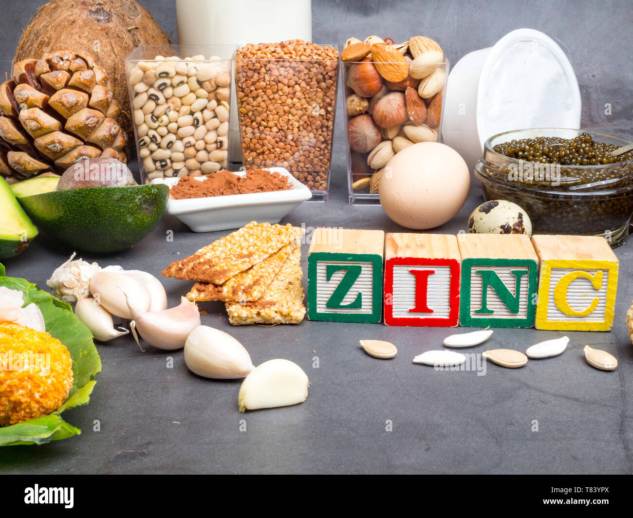 Foods High in Zinc as scallop, shrimps, white cheese, dairy product
