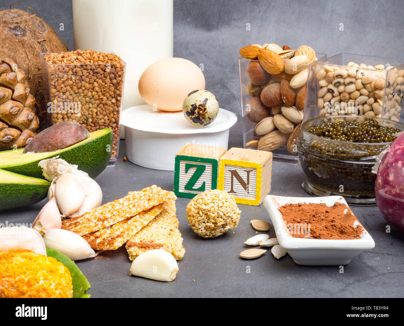 Foods High in Zinc as scallop, shrimps, white cheese, dairy product