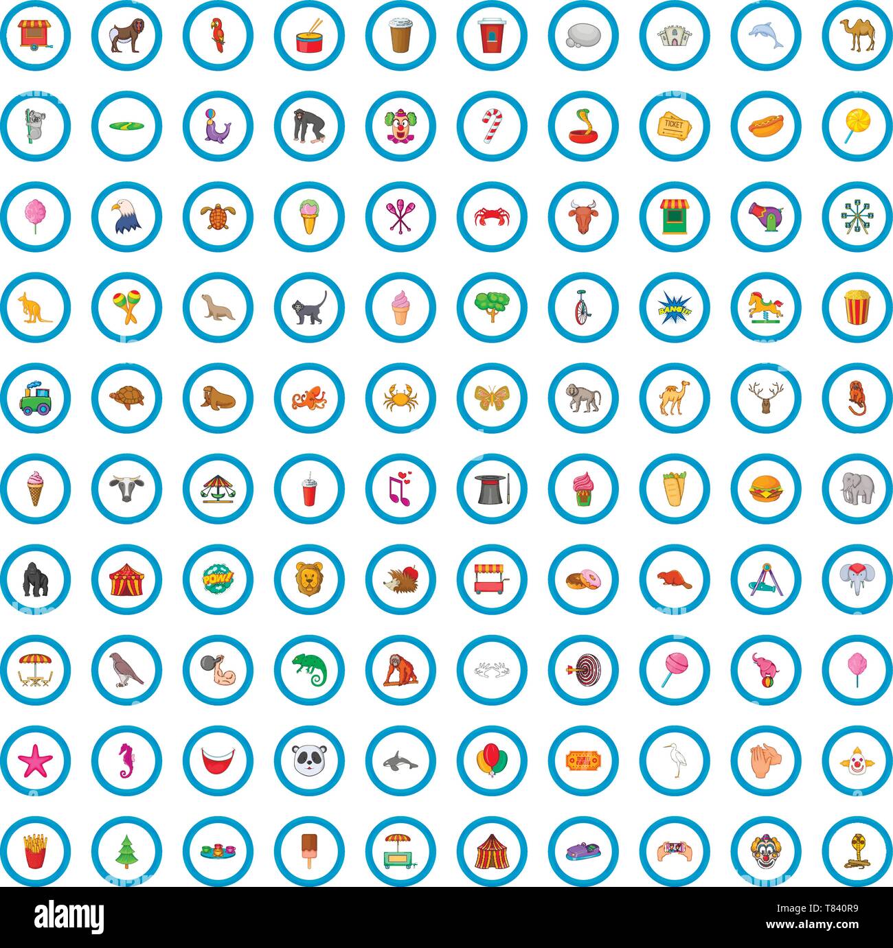 100 zoo and circus icons set, cartoon style Stock Vector Image & Art ...