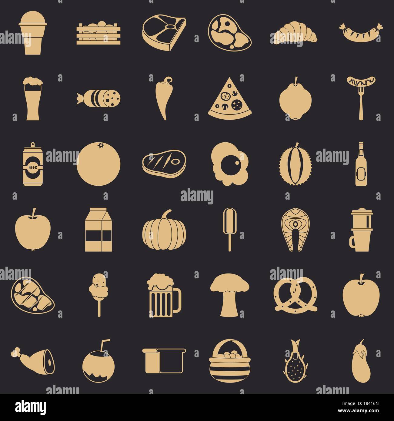 Coffee icons set, simle style Stock Vector