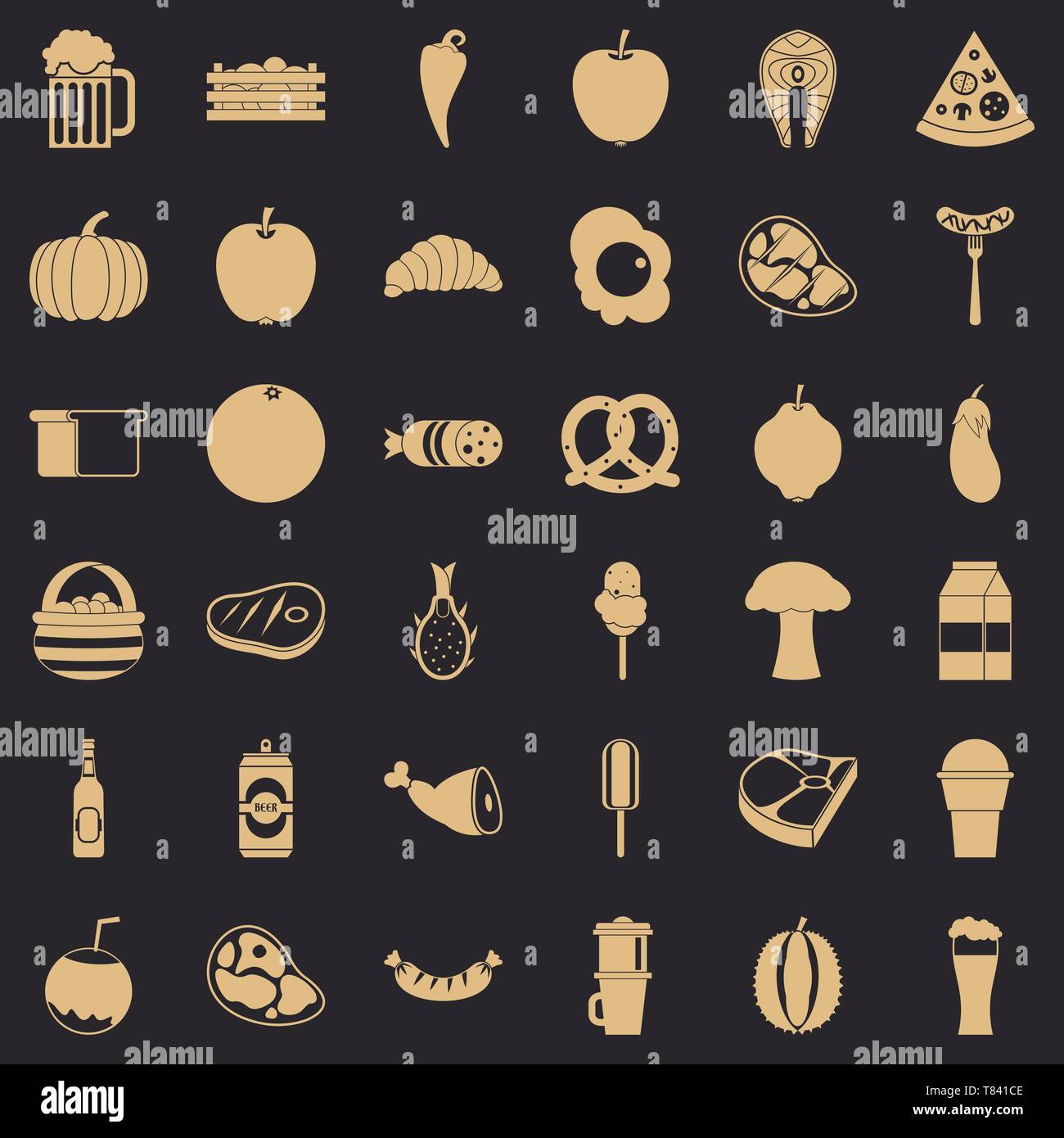 Breakfast icons set, simle style Stock Vector
