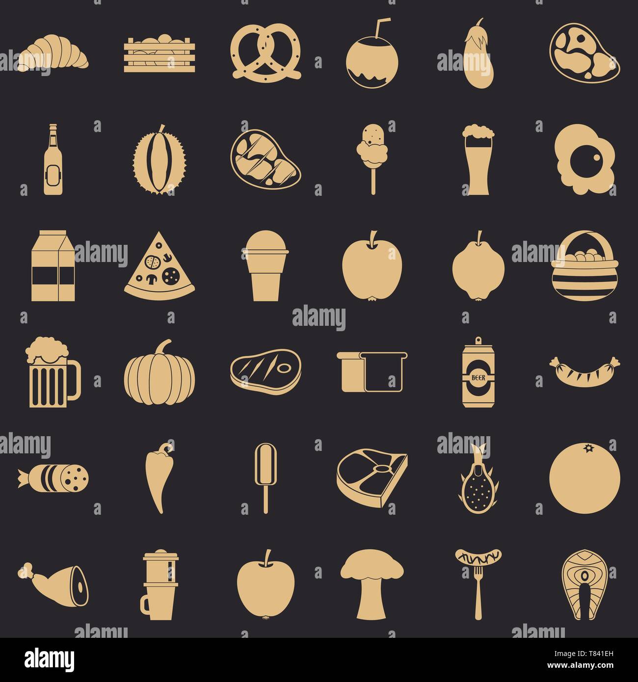 Plate icons set, simle style Stock Vector