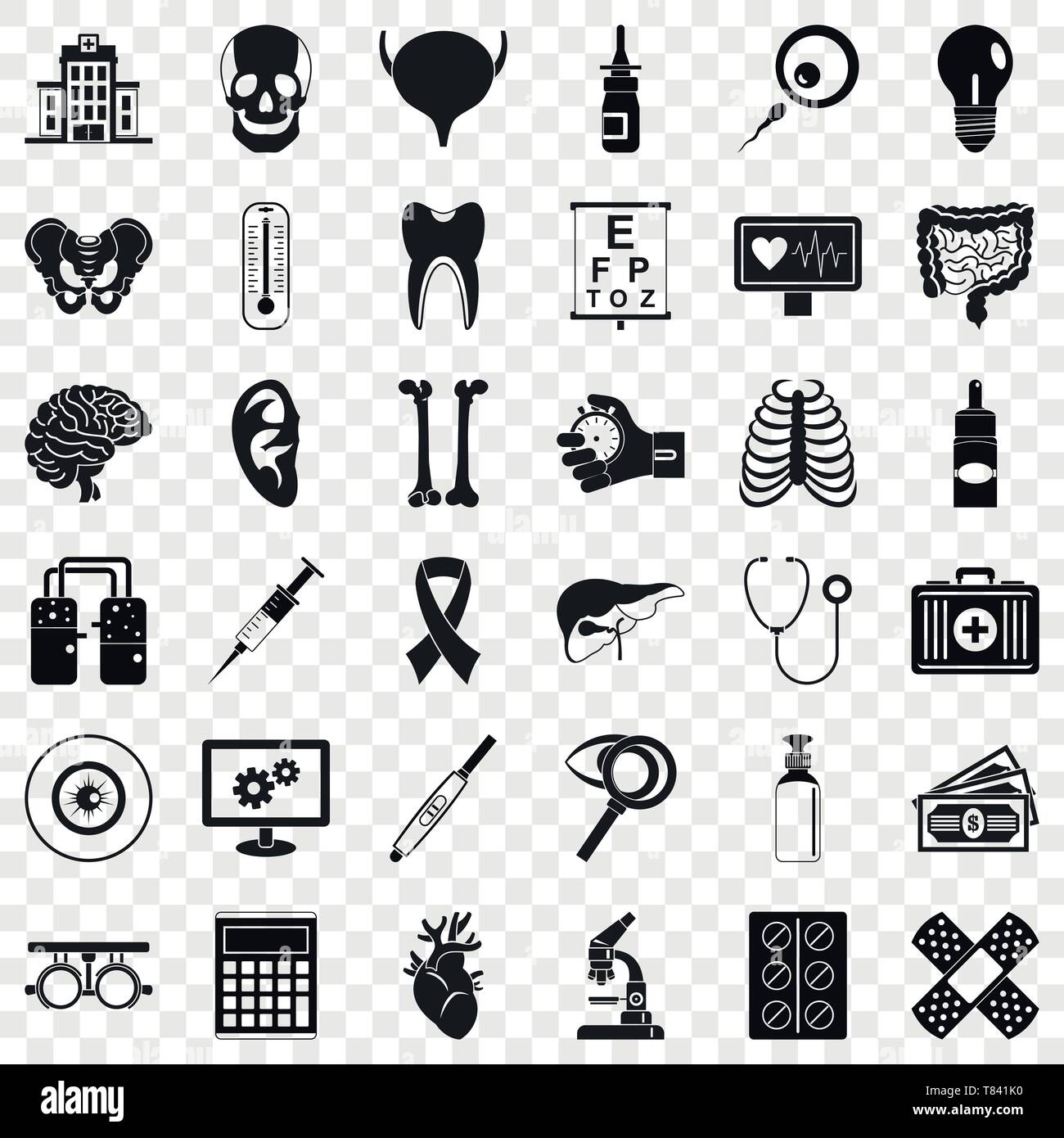 Computer diagnostic icons set, simple style Stock Vector