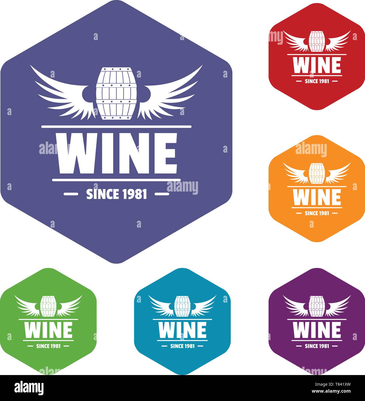 Wine barrel icons vector hexahedron Stock Vector