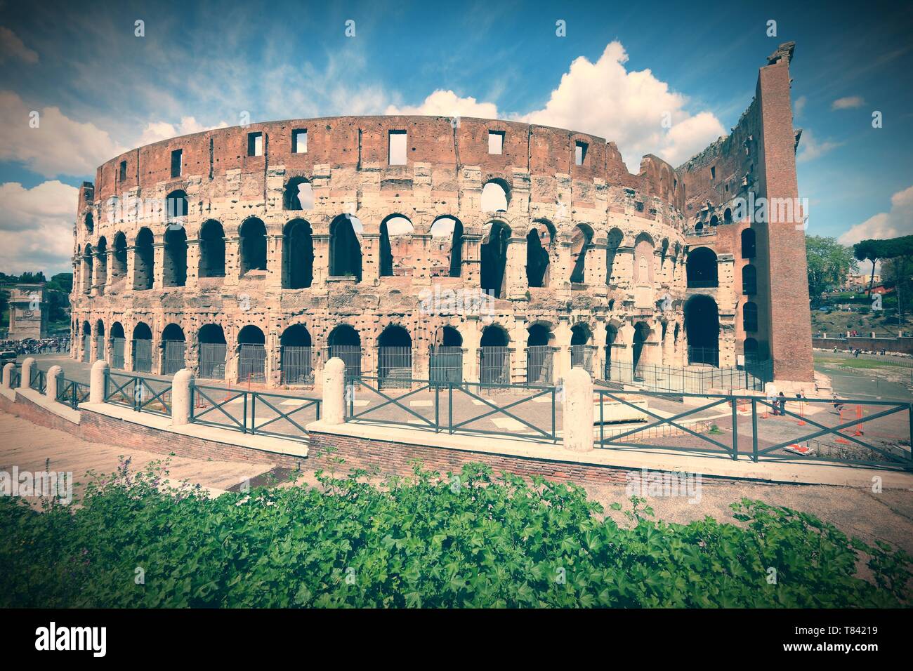 Rome, Italy. Famous Colosseum, Flavian Amphitheatre. Ancient landmark ...