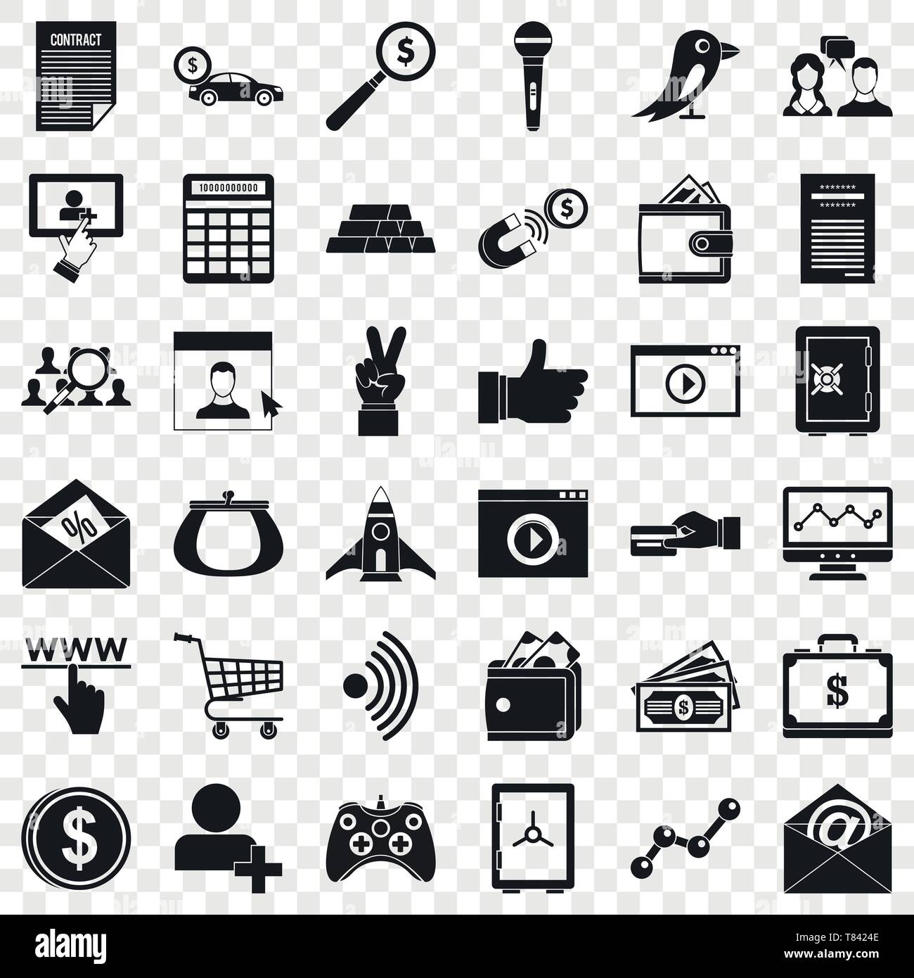 Digital contract icons set, simple style Stock Vector Image & Art - Alamy
