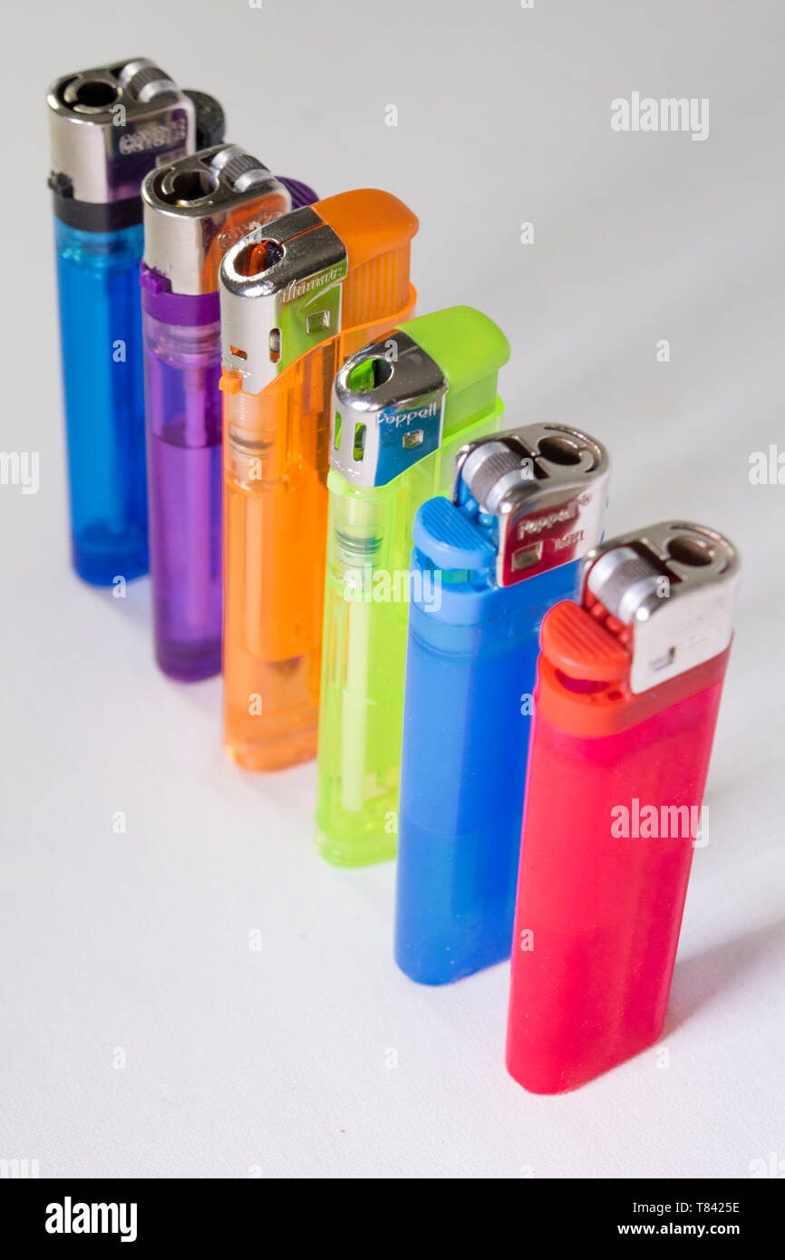 Plastic none disposable cigarette lighters Stock Photo - Alamy