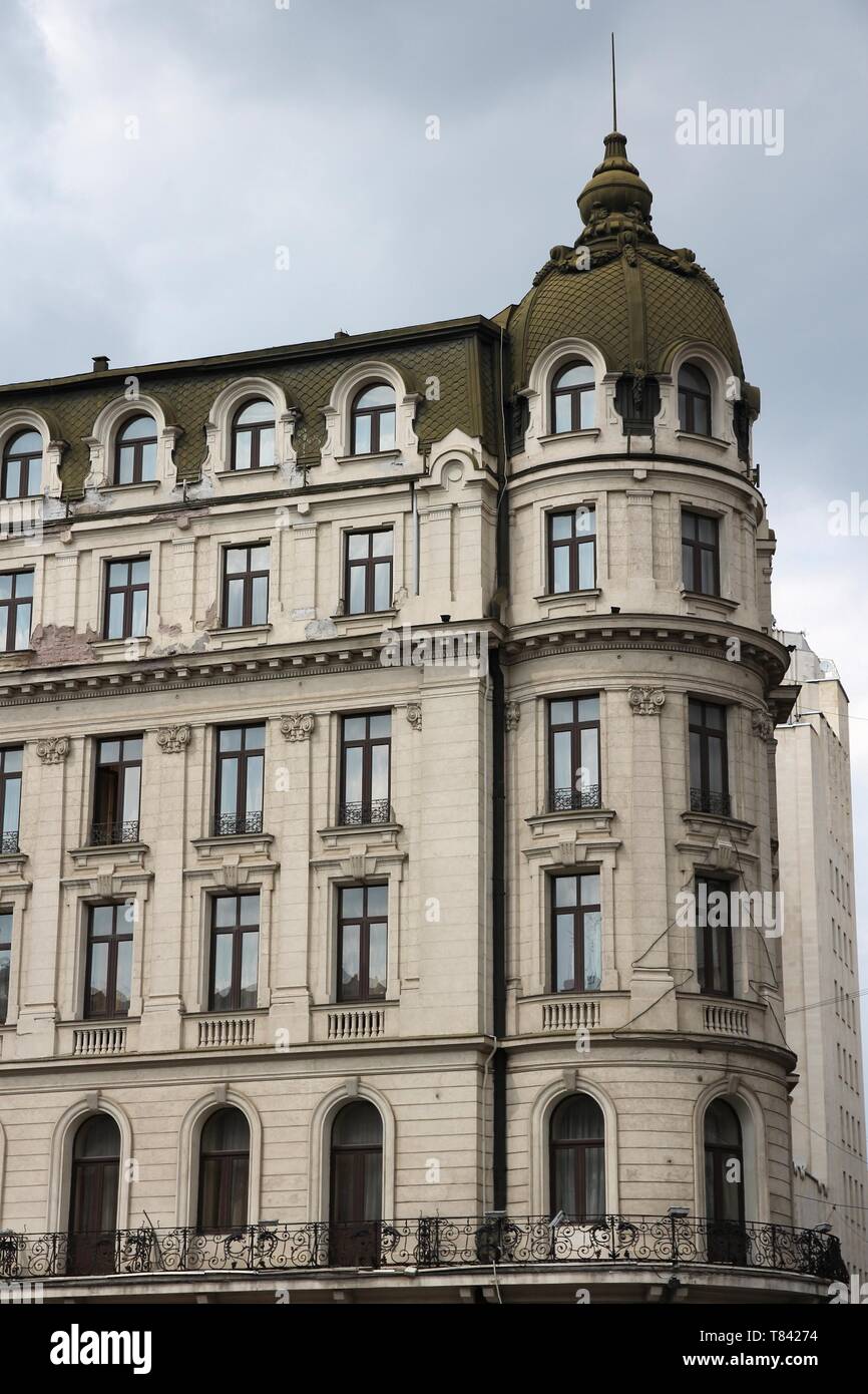 Apartment building in Bucharest, Romania. European architecture Stock