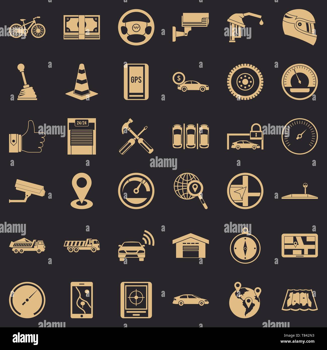 Garage icons set, simple style Stock Vector