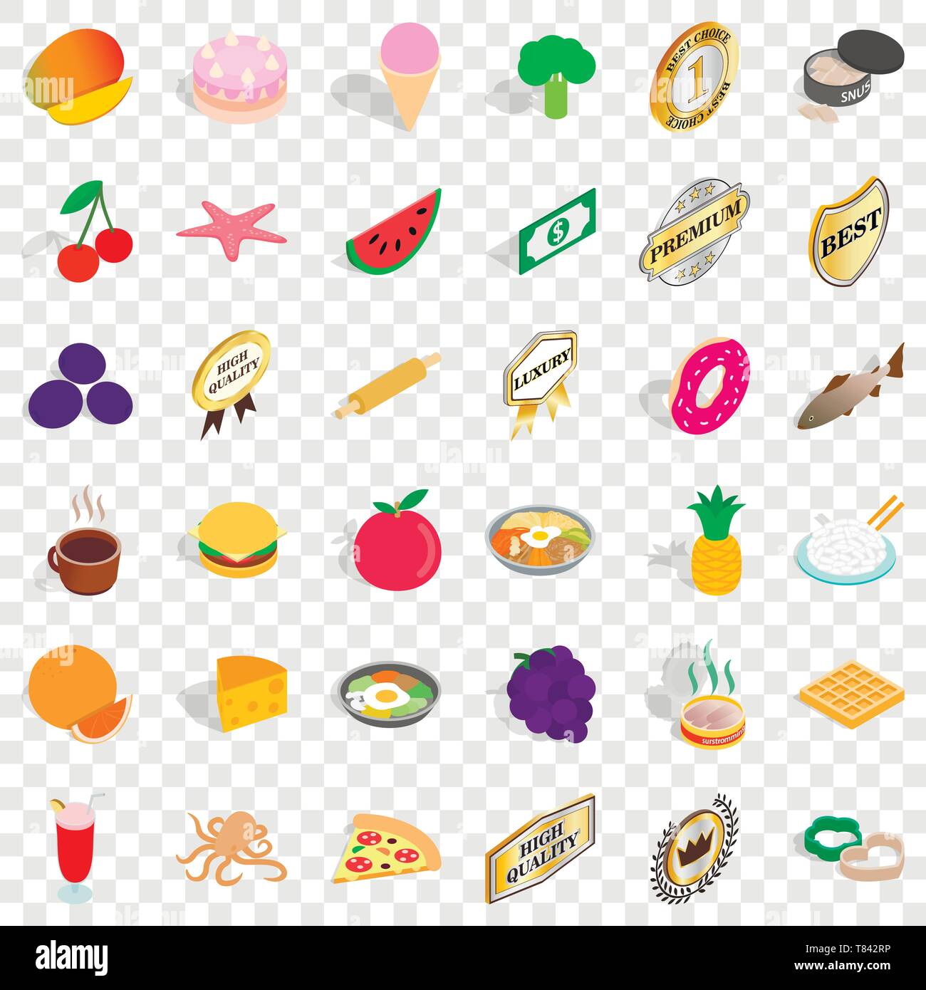 Good dish icons set, isometric style Stock Vector