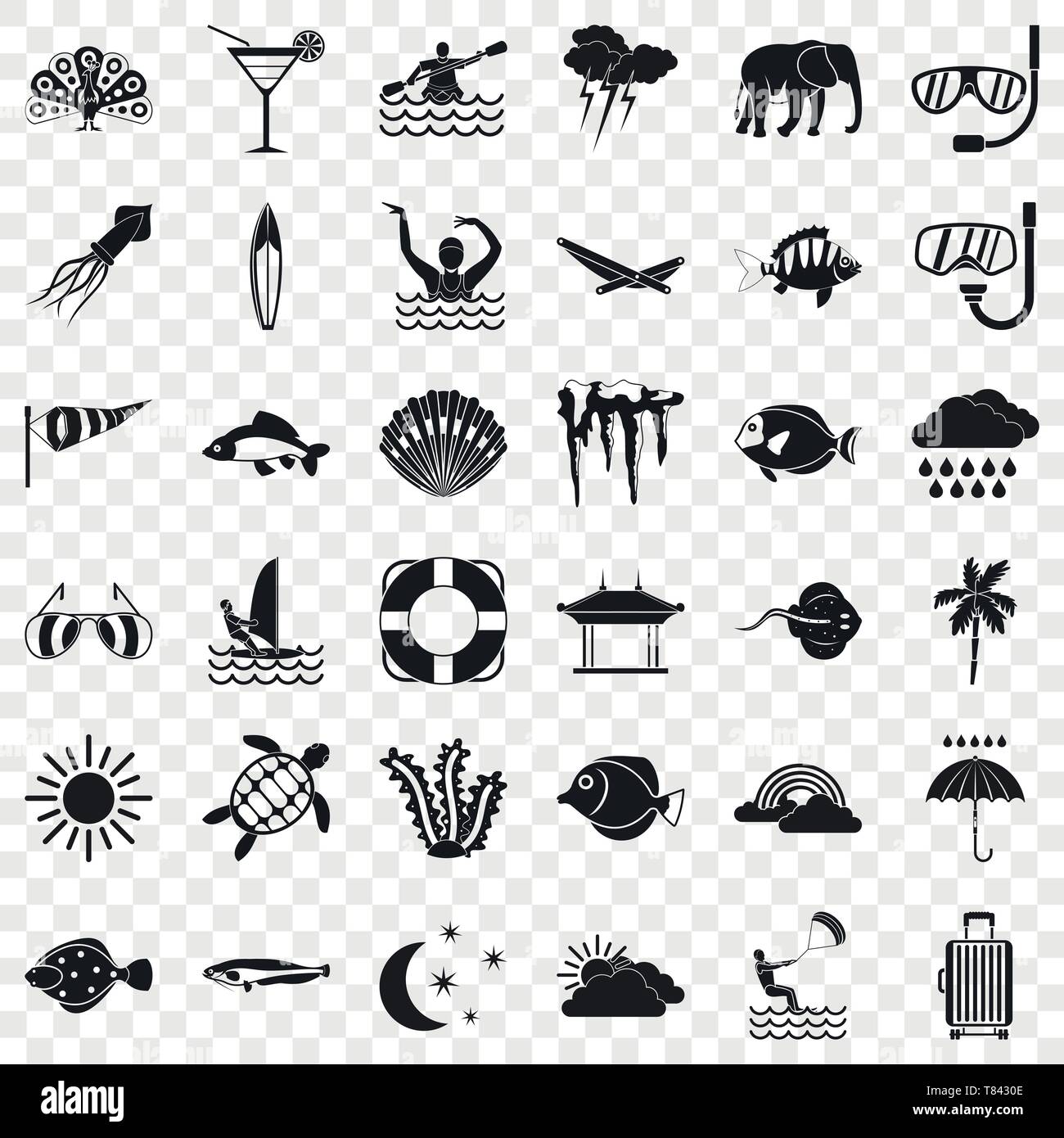 Diving in ocean icons set, simple style Stock Vector Image & Art - Alamy