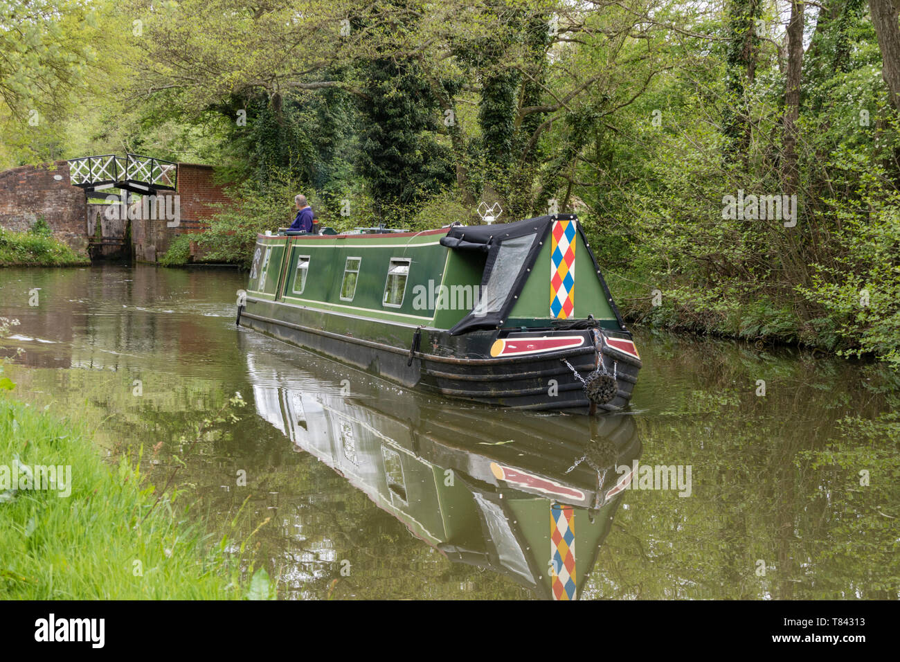 Boating on the Stratford upon Avon Canal north of Preston Bagot, Warwickshire, England, UK Stock Photo