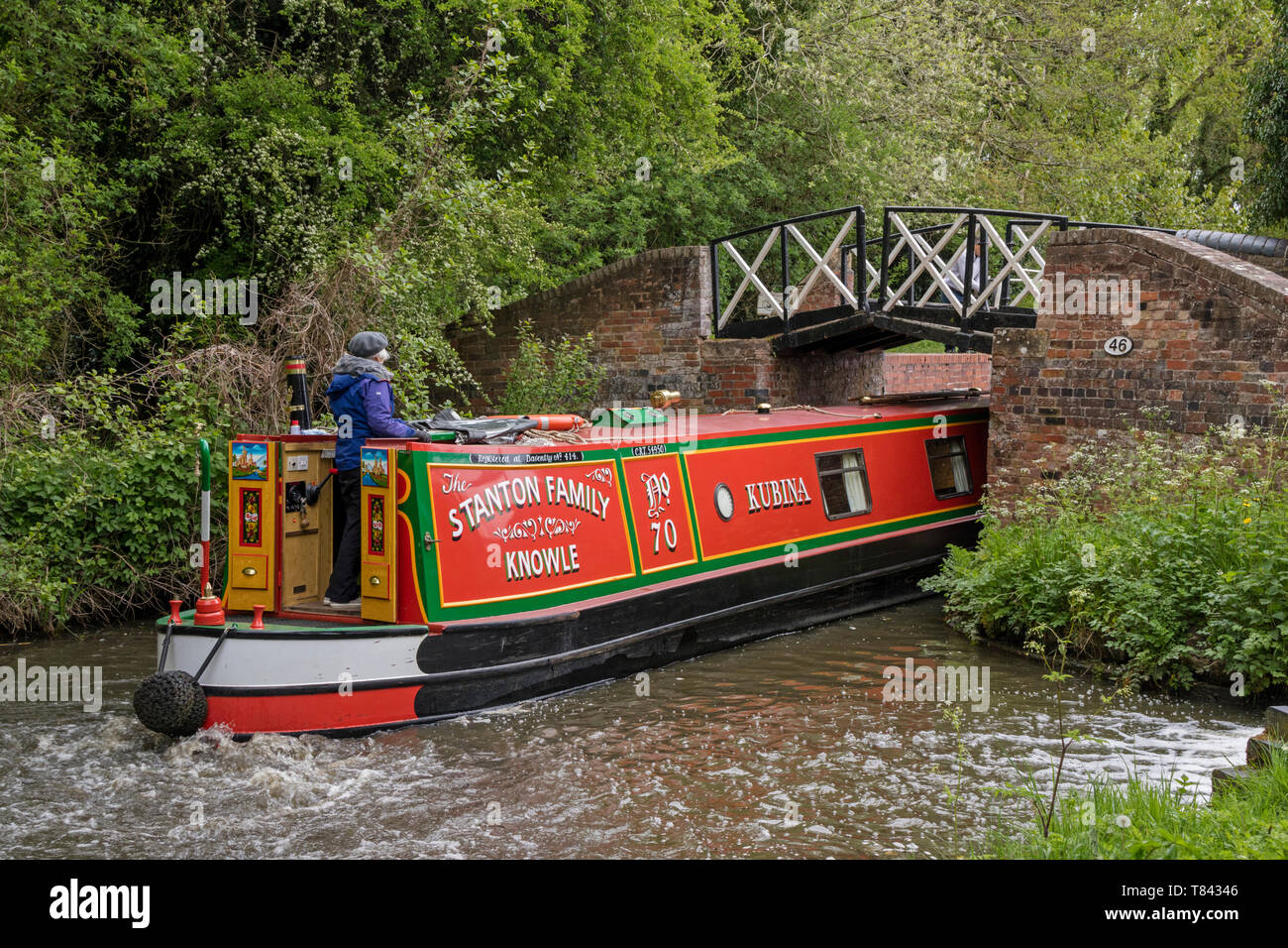 Boating on the Stratford upon Avon Canal north of Preston Bagot, Warwickshire, England, UK Stock Photo