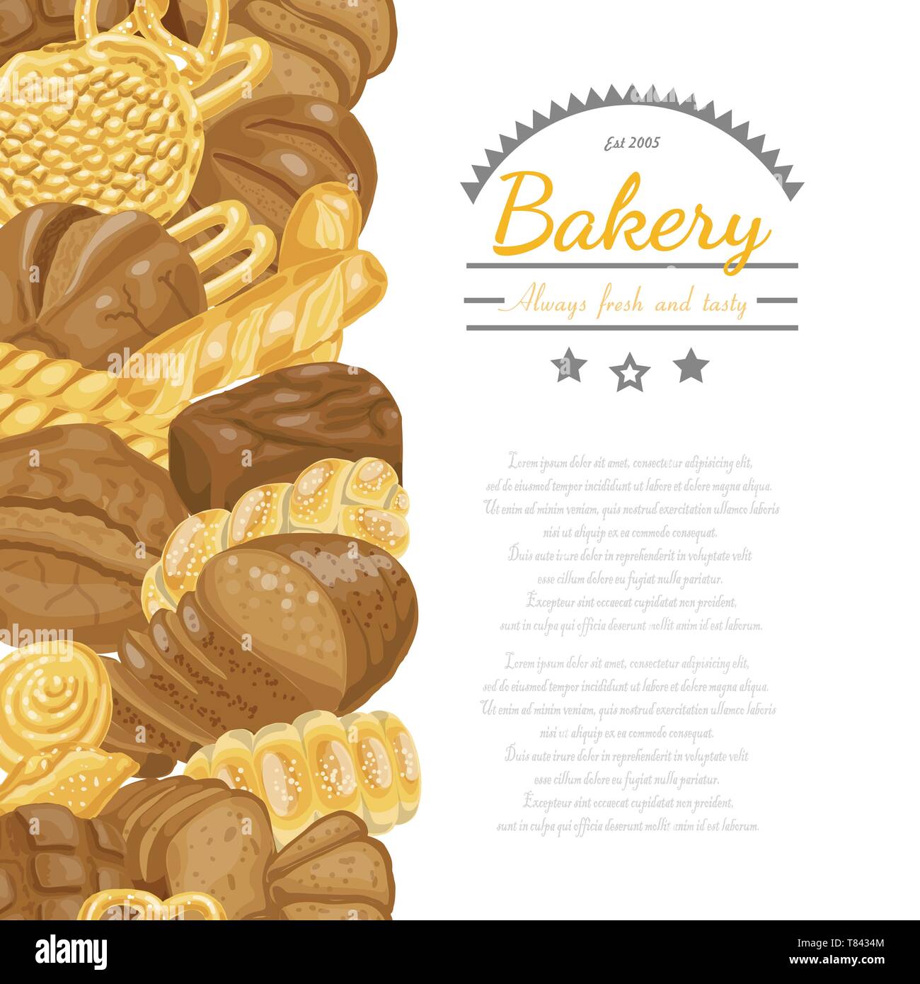 Vector background with various bakery products. Vector illustration for  your design Stock Vector Image & Art - Alamy