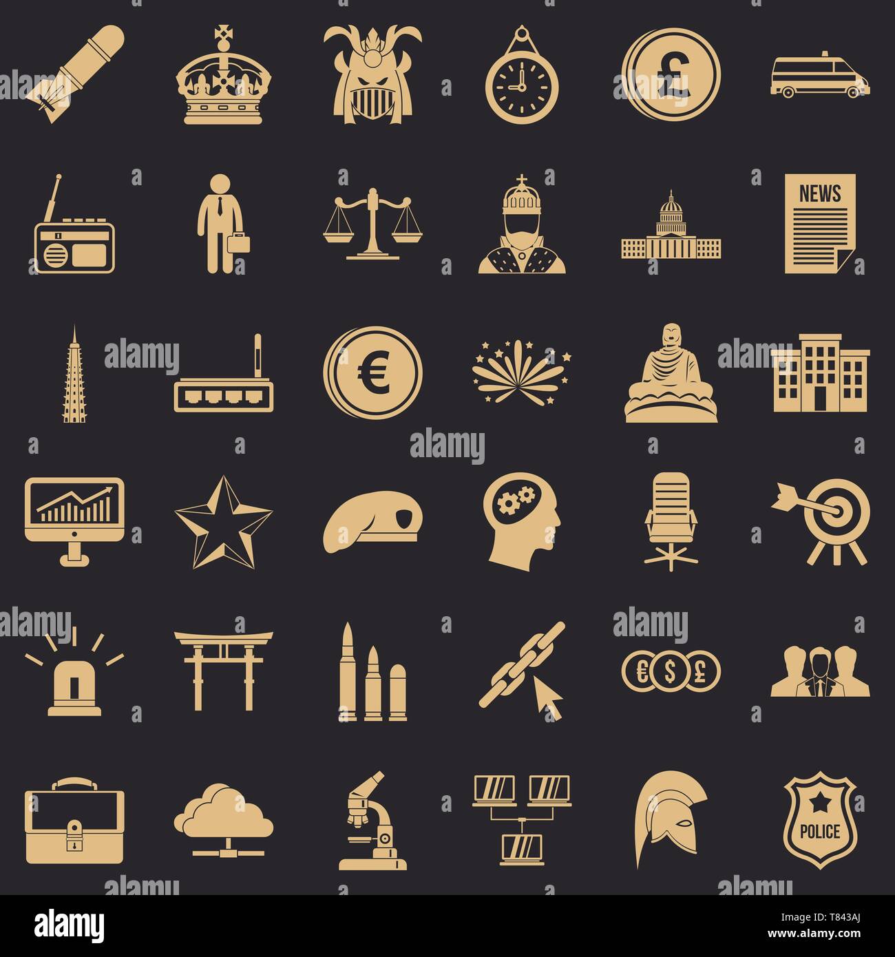 Team icons set, simple style Stock Vector